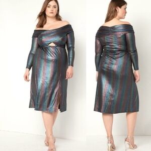 Eloquii Shimmering Long Sleeve Dress